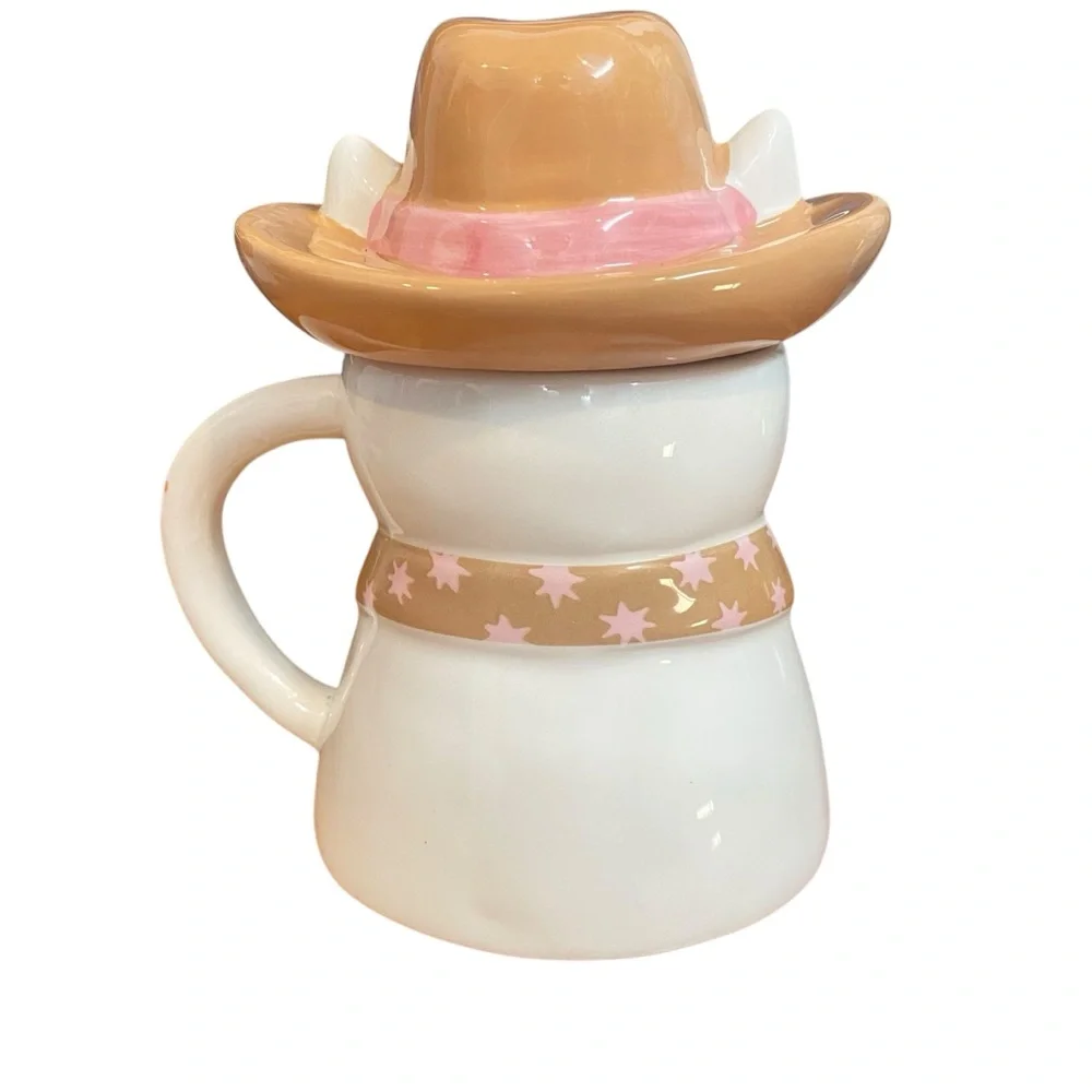 WORLD MARKET Cowboy Cat Mug with Bandana detail and hat lid